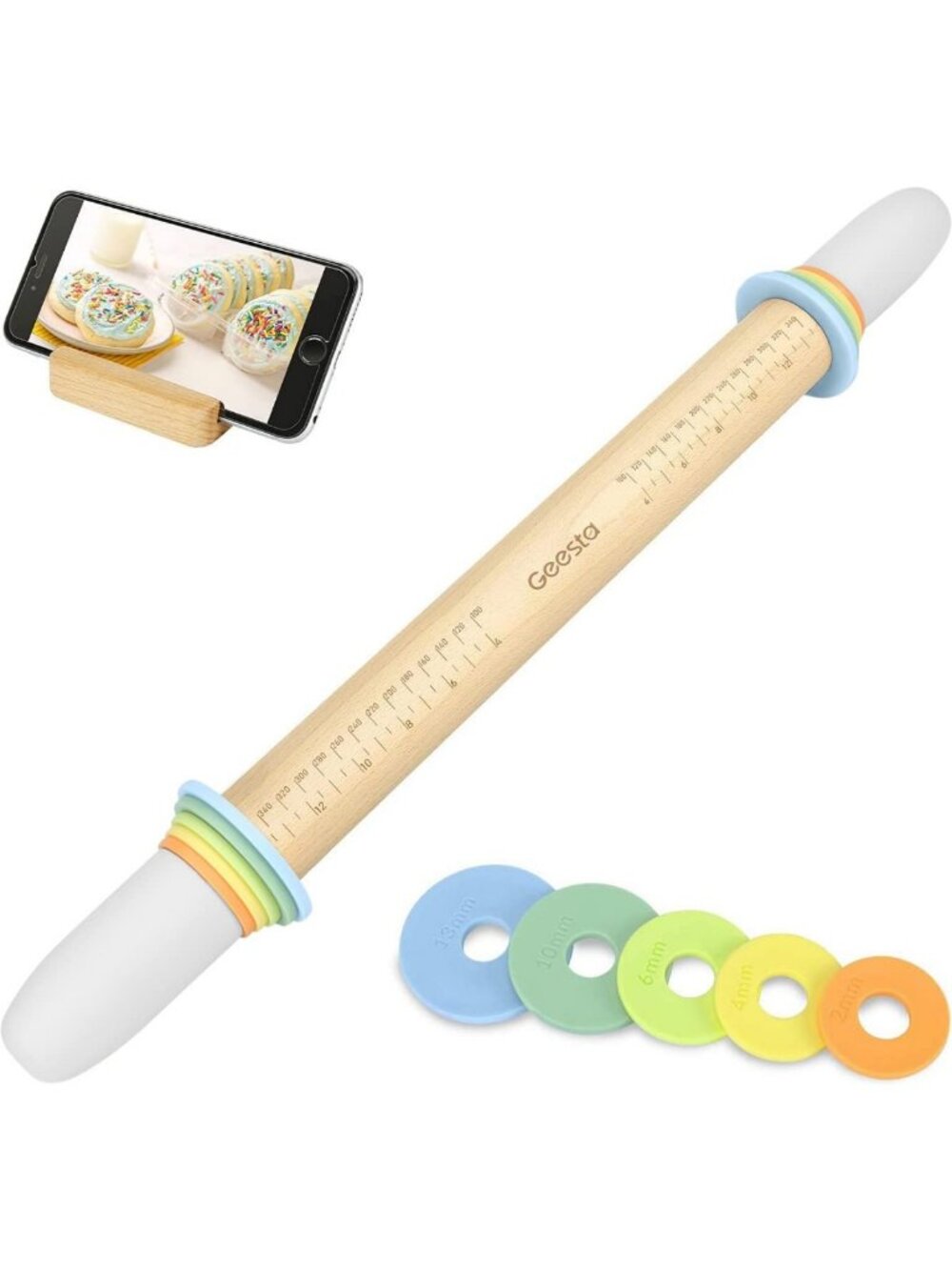 Adjustable Rolling Pin with Thickness Rings - Perfect for Baking Cookies